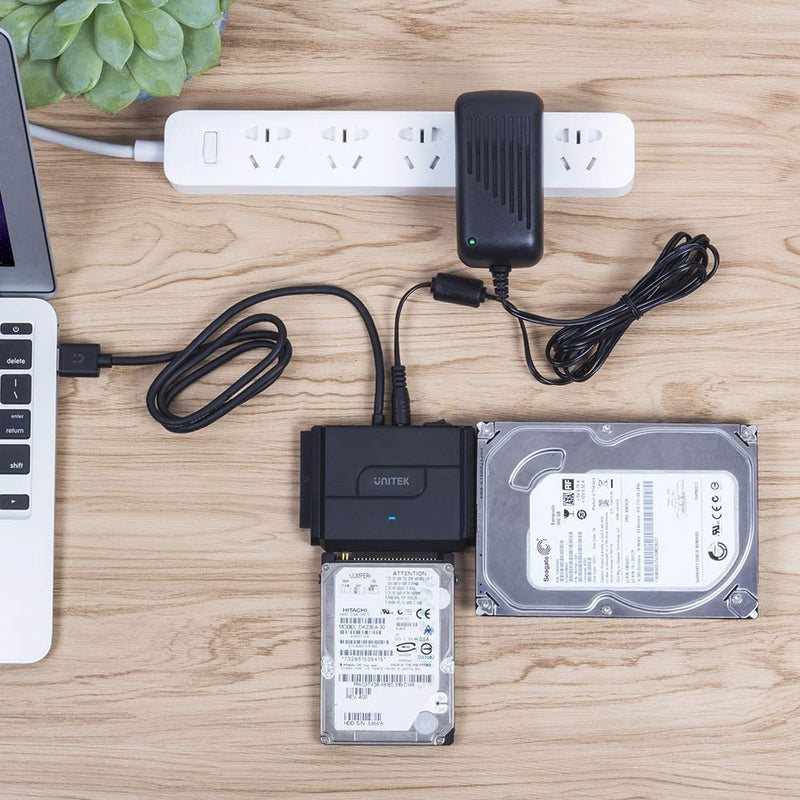 [Australia - AusPower] - SATA/IDE to USB 3.0 Adapter, Unitek IDE Hard Drive Adapter for Universal 2.5"/3.5" Inch IDE and SATA External HDD/SSD, Support 10TB USB A 