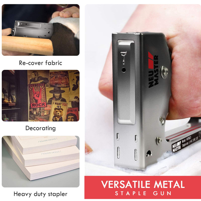 [Australia - AusPower] - Staple Gun NEU MASTER, Light Duty Stapler Kit Come with 1600 pcs 5/16,3/8 inch JT21 Staple Strip, All Steel Tacker for General Repairs, Crafts, Upholstery, Decorating. 