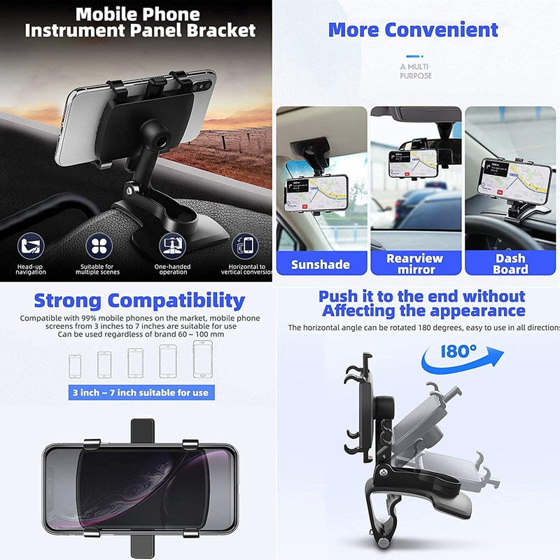 [Australia - AusPower] - Car Phone Mount,Cell Phone Holder for 360 Degree Rotation Dashboard Clip Mount Car Phone Stand Compatible for iPhone 11/ 12 Pro XS XR 8 Plus Samsung Galaxy S10 S9 LG and Any 4-7 Inches Smartphones 