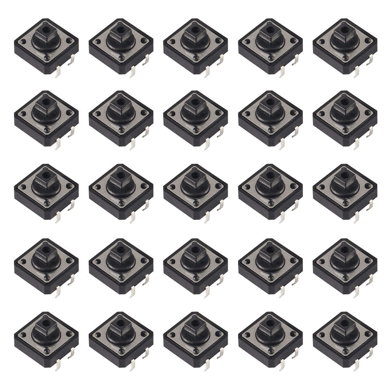[Australia - AusPower] - ACEIRMC 25pcs 12x12x7.3mm Momentary Tact Tactile Push Button Switch Touch Switch Micro Switch 4 Pins SMD PCB with Cap for Arduino 