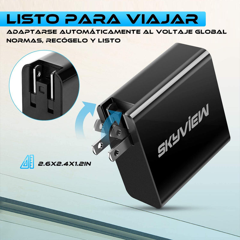 [Australia - AusPower] - Skyview-iPhone-Charger-48W Type-C-Fast-Wall-Portable-Charger fit to Magsafe-Samsung-LG-Android-Phones Replacement-USB-C-Power-Adapter for Tablet-iPad Included-3.3ft-2-Cable Black 48W 3.3Ft Micro Usb Cable+3.3Ft C to C Cable 