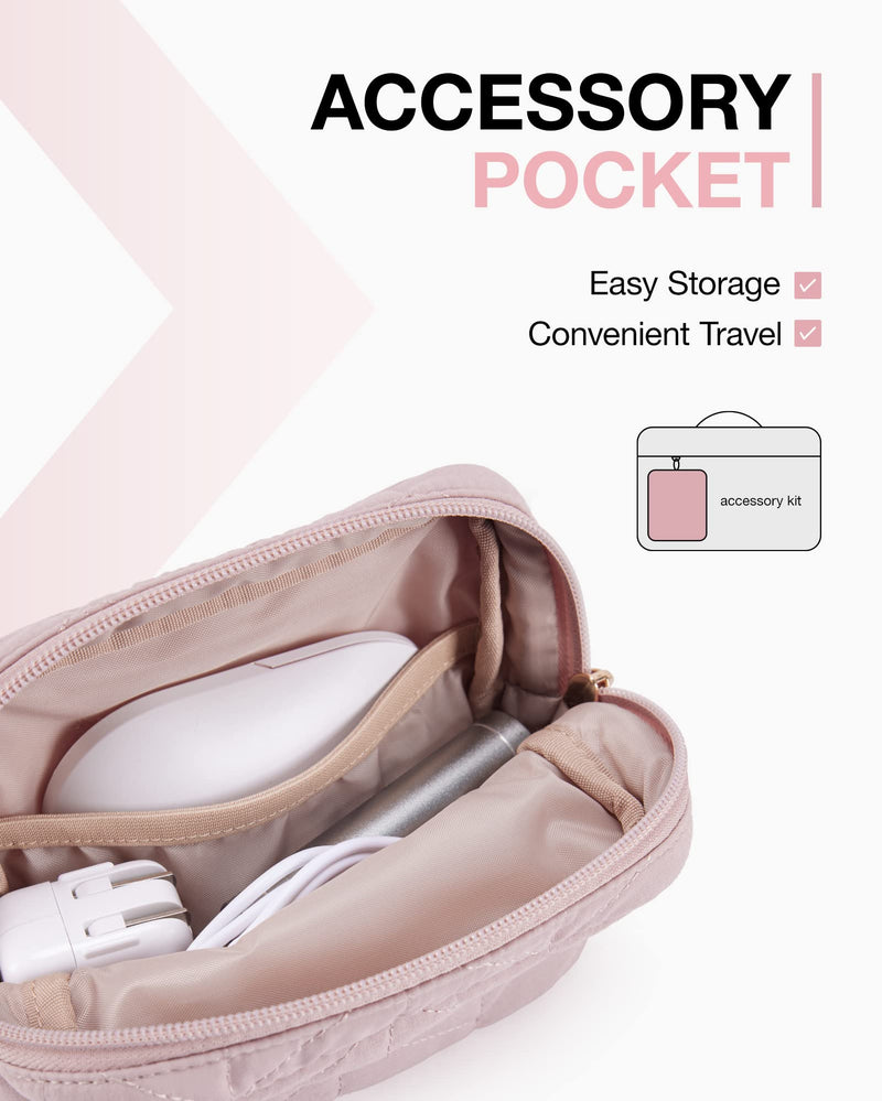 [Australia - AusPower] - BAGSMART 13-14 inch Laptop Sleeve with Handle, Puffy Padded Laptop Case with Accessories Bag, MacBook Case Sleeve Fitted with MacBook Air Pro 13.3 inch 14 inch, Computer Sleeve Fitted with Dell,HP With Accessories-Pink 