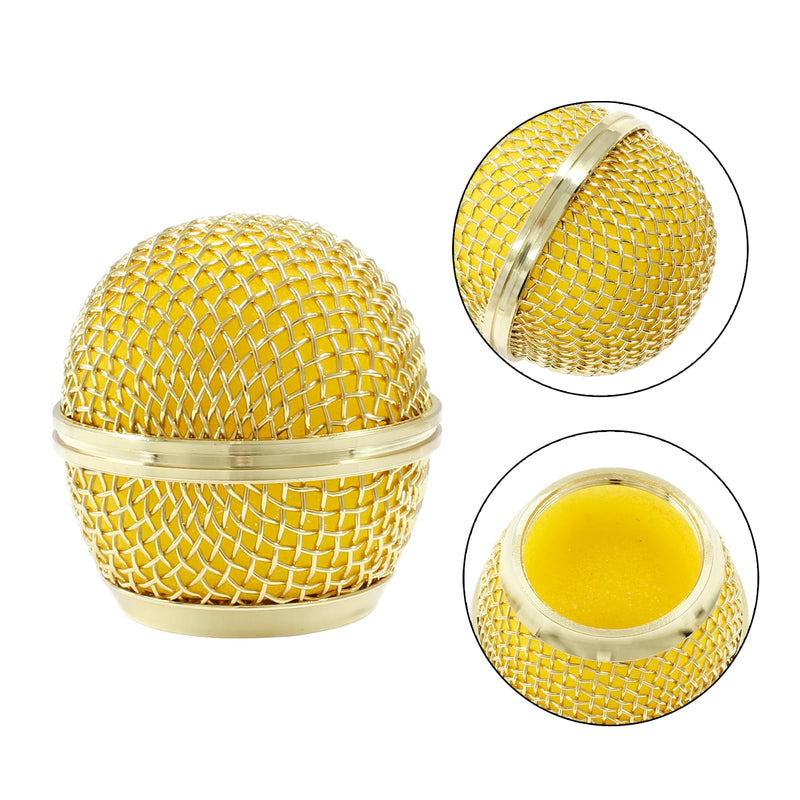 [Australia - AusPower] - Moicstiy 2 Pcs Microphone Grille Mesh Microphone Ball Head Replacement Microphone Cover Compatible with SM58 SM58LC SV100 RK143G Wireless Vocal Mic Head Cover(Gold) Gold 