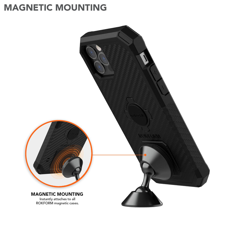 [Australia - AusPower] - Rokform - Adjustable Magnetic Car Mount, 360 Degree Swivel with 3M VHB Tape, Cell Phone Holder, Aluminum Dashboard Phone Mount Stand for Truck Car & Van (Black) Black One Size 