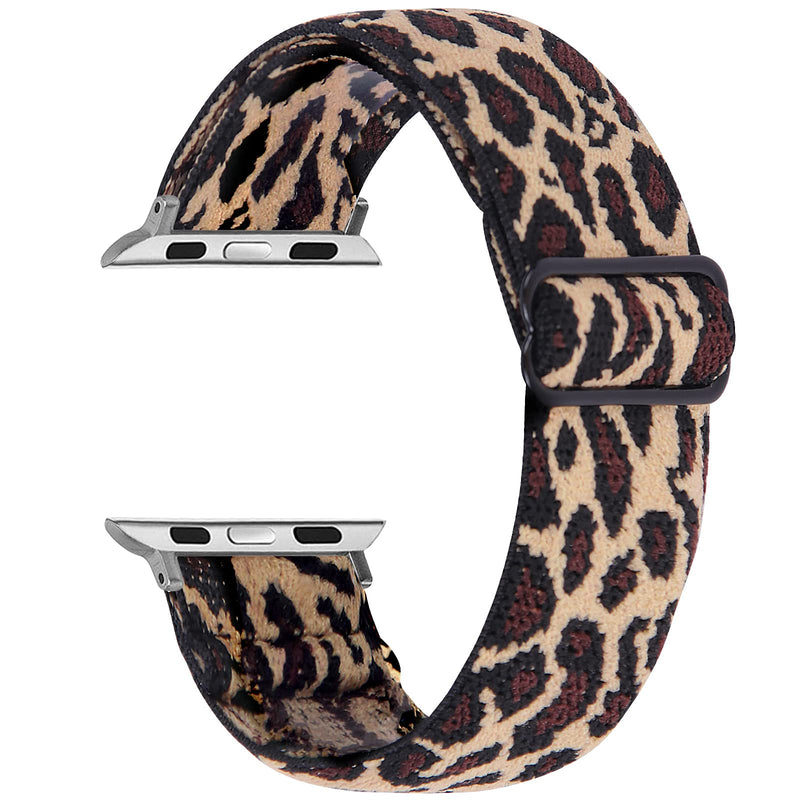 [Australia - AusPower] - VeekyVicky Compatible with Apple Watch Bands Women Leopard Pattern Elastics Nylon Replacement Wristband for iWatch Series SE/6/5/4/3/2/1 42mm 44mm 