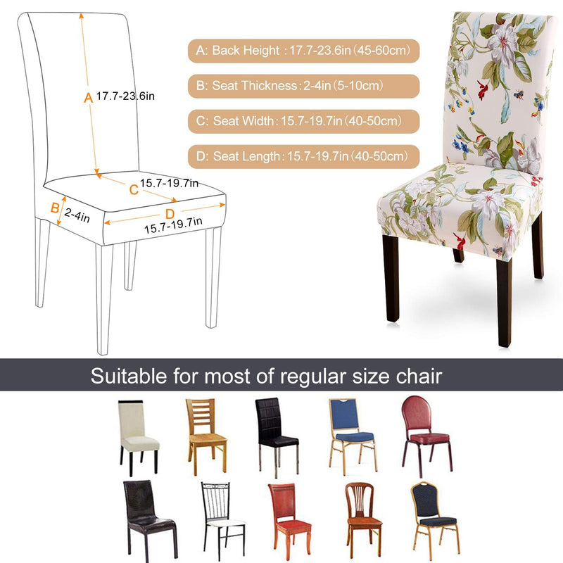 [Australia - AusPower] - SearchI Dining Room Chair Covers Slipcovers Set of 4, Spandex Super Fit Stretch Removable Washable Kitchen Parsons Chair Covers Protector for Dining Room,Hotel,Ceremony,Beige+Flowers 4 per set Beige+flowers 