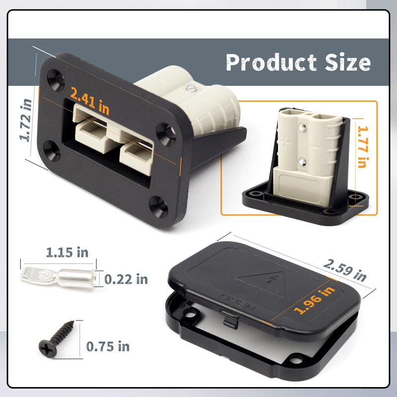 [Australia - AusPower] - Erchon 50A Plug Mounting Panel with Dust Cover Compatible with Anderson SB50 Series Connectors Flush Mount Recessed Plate, 2Pcs 50Amp Socket Panel 12-24V DC 