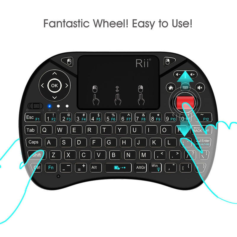 [Australia - AusPower] - Mini Wireless Keyboard,Rii i8X Portable 2.4GHz Wireless Keyboard with Touchpad Mouse, LED Backlit, Rechargable Li-ion Battery-Black 