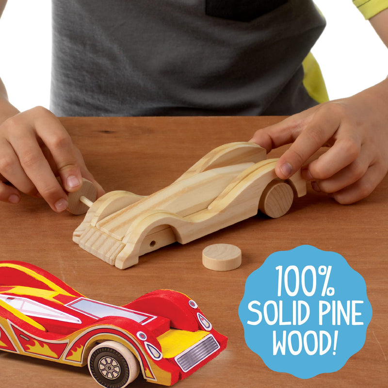 [Australia - AusPower] - Made By Me Build & Paint Your Own Wooden Cars - DIY Wood Craft Kit, Easy To Assemble and Paint 3 Race Cars – Arts and Crafts Kit for Kids Ages 6 And Up, Multicolor 