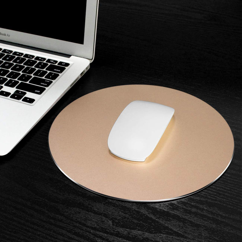 [Australia - AusPower] - ProElife Premium Aluminum Metal Mouse Pad Mice Mat 8.66 inch (Round, Champagne Gold) Round-Champagne Gold 