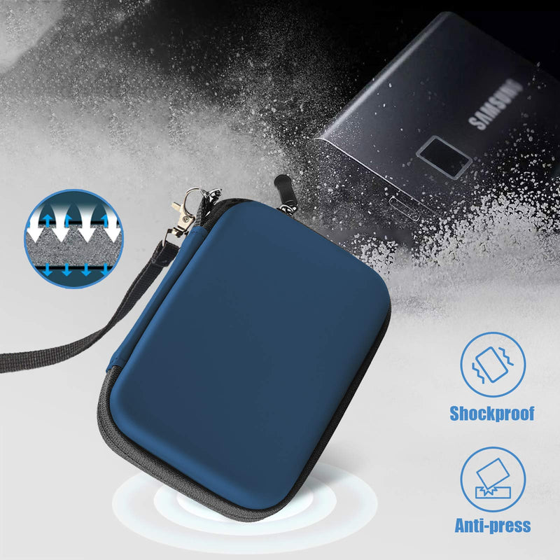 [Australia - AusPower] - ProCase Hard Carrying Case Compatible for Samsung T7 / T7 Touch Portable SSD with Silicone Cover, Shockproof Storage Travel Organizer for T7 Touch Portable 500GB 1TB 2TB USB Solid State Drives -Navy Navy 