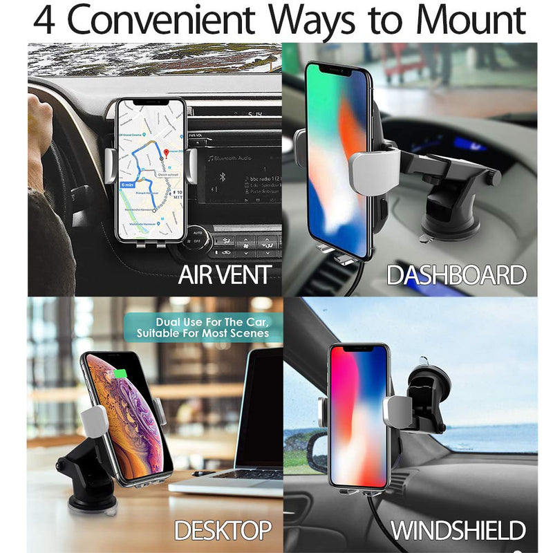 [Australia - AusPower] - Wireless Car Charger Mount, Automatic Clamping Car Mount Holder, 7.5w/10w Qi Fast Charging Car Phone Holder Compatible with iPhone 11 Pro Xs Max XR 8 Samsung S20 S10 S9 S8 Note 9 