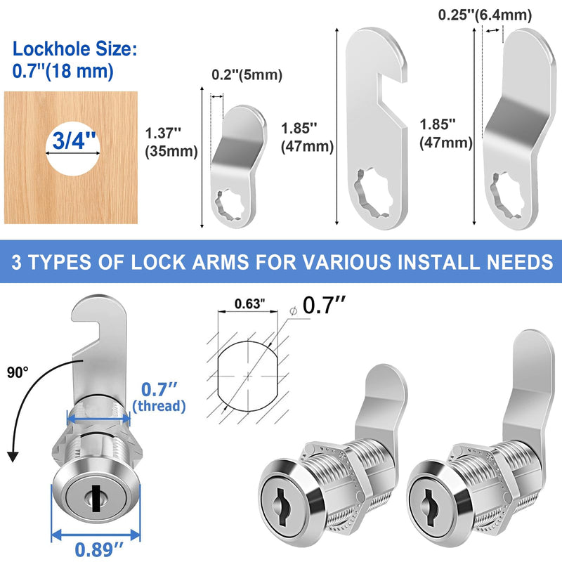 [Australia - AusPower] - Cylinnda Cabinet Lock with Keys, 1-1/8" Cam Locks keyed Alike, Cabinet Cam Lock Set for Cabinets RV Storage Locks Mailbox Tool Box Lock Replacement, Zinc Alloy (4 Pack, 1-1/8 Inch) 4 pack 
