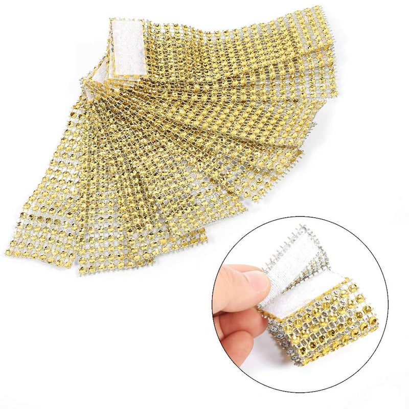 [Australia - AusPower] - Rhinestone Napkin Rings, BetterJonny 100 Pieces Gold Napkin Holder Plastic Chair Sash Bows, Mesh Bling Diamond Adornment for Place Settings, Wedding Receptions, Dinner or Holiday Parties, Family Gathe 