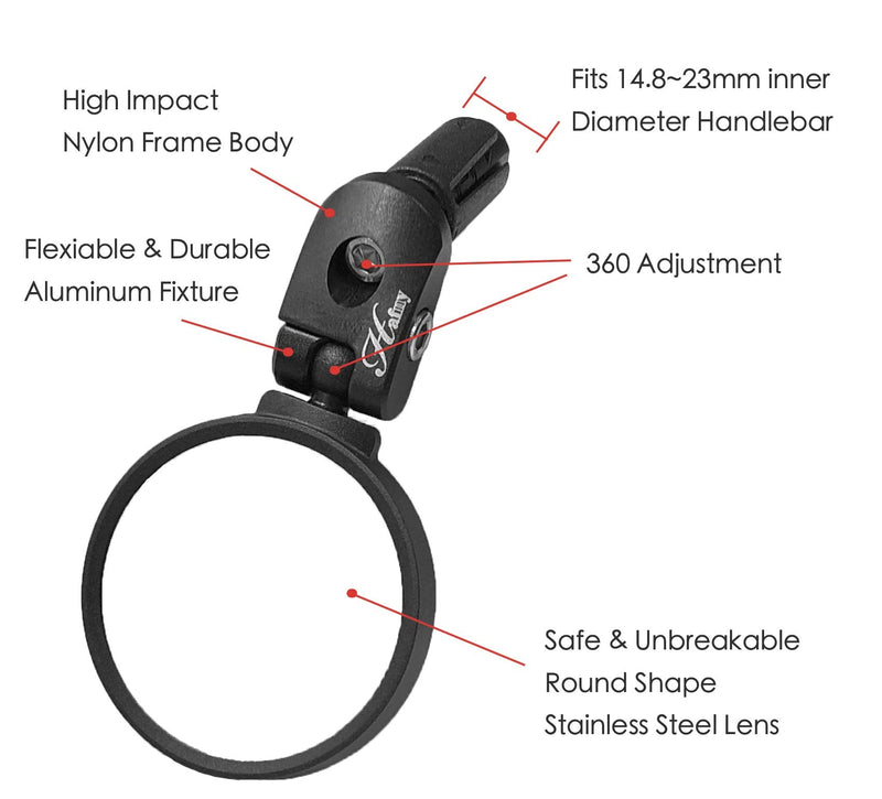 [Australia - AusPower] - Hafny Bar End Bike Mirror, Stainless Steel Lens, Safe Rearview Mirror 