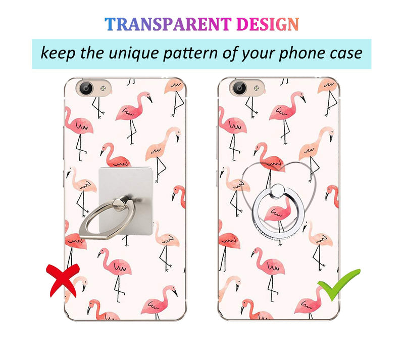 [Australia - AusPower] - lenoup Transparent Heart Cell Phone Ring Holder Kickstand,Bling Bling Sparkle Diamond Clear Heart Cell Phone Finger Ring Grip Stand(Silver/Black) Silver Black 