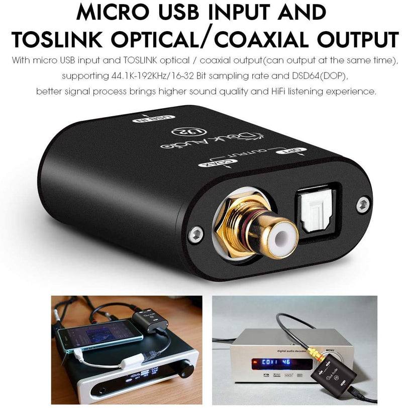 [Australia - AusPower] - Douk Audio USB Converter XMOS XU208 Digital Interface TOSLINK Coaxial DOP SPDIF Adapter DSD64 PCM192Khz 