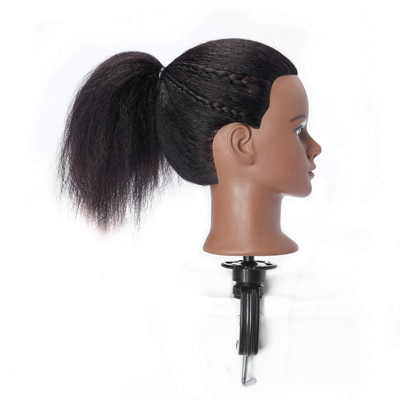 [Australia - AusPower] - Hairingrid Mannequin Head 16" 100% Real Hair Hairdresser Cosmetology Mannequin Manikin Training Head Hair and Free Clamp Holder (16 Inch) 16 Inch (Pack of 1) 