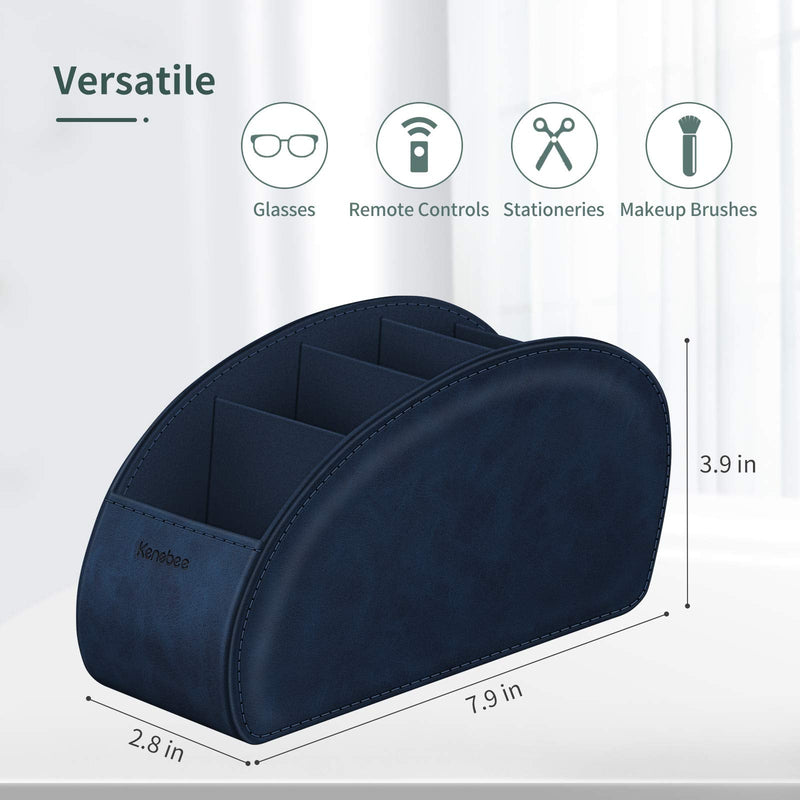 [Australia - AusPower] - Remote Control Holder with 5 Compartments, KENOBEE Anti-slip Desktop Caddy Storage Organizer for Remote Controllers, Office Supplies, Makeup Brush, Media Accessories, Blue Z-Blue 
