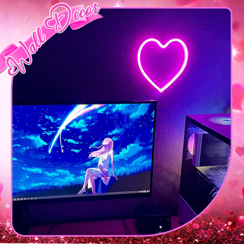 [Australia - AusPower] - Narasios Pink Room Decor Neon Sign Valentines Day Gifts for Her Girlfriend Heart Neon Light Window Table Wall Decoration for Bedroom Preppy Home Dorm Room Usb/Battery Operated 