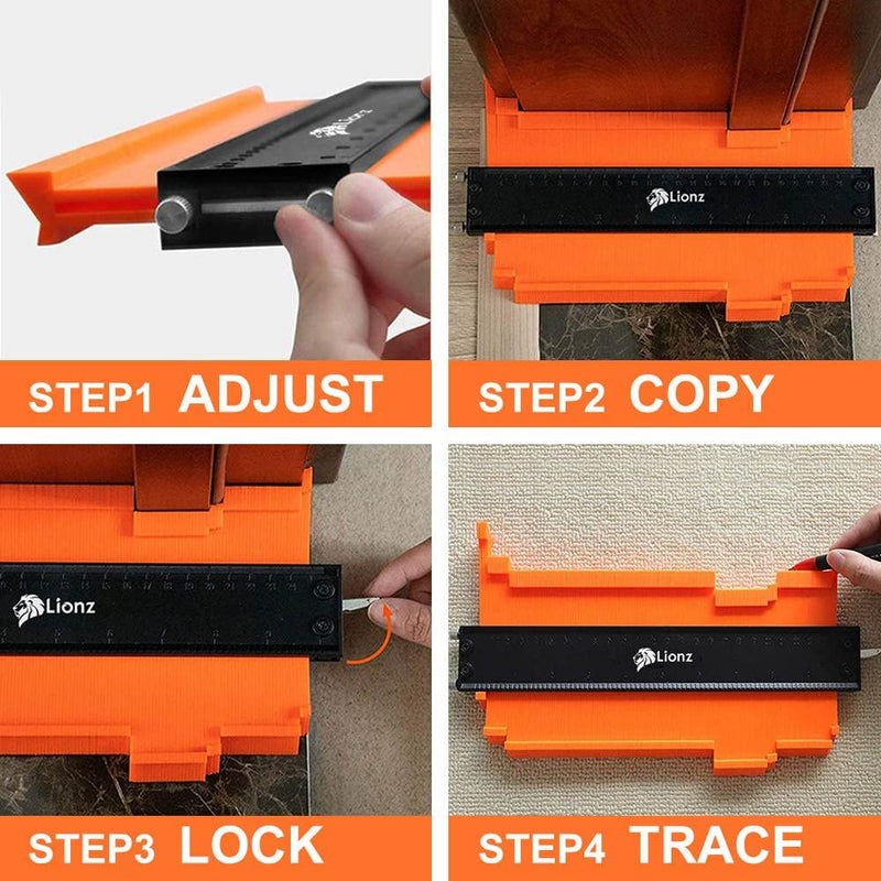 [Australia - AusPower] - Contour Gauge With Lock And Adjusting Screws 10 Inch Wide Profile Tool, Mens Gifts for Christmas, Superbrand Tools For Copying Angles, Curved and Odd Shapes 