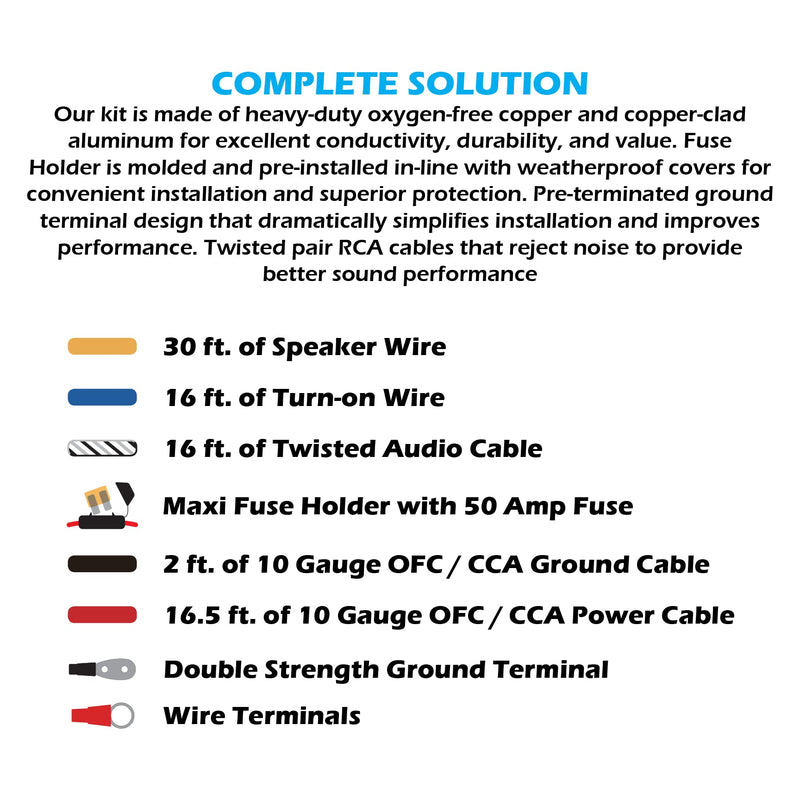 [Australia - AusPower] - Scosche Install Centric True 10 Gauge Hybrid OFC 4-Channel High Current Amplifier Wiring Kit ICAK104 10 Gauge 2CH Complete 