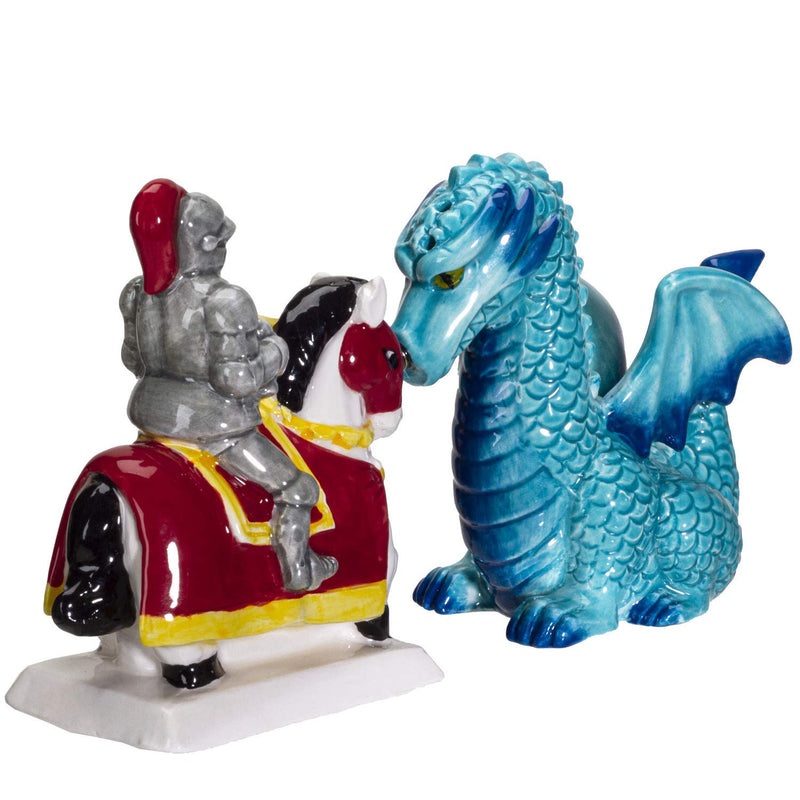 [Australia - AusPower] - Pacific Giftware Knight on Horse & Dragon Ceramic Salt and Pepper Shakers Set 