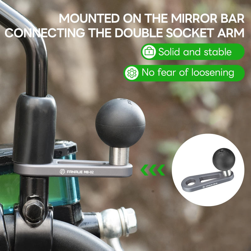 [Australia - AusPower] - FANAUE Bolt Head Adapter Ball Base, Compatible with RAM Mount B Size 1" Ball Double Socket Arm with 10mm Mounting Holes, TPU Ball Head Antislip Shock Absorption Main Body Made of Aluminum Alloy 