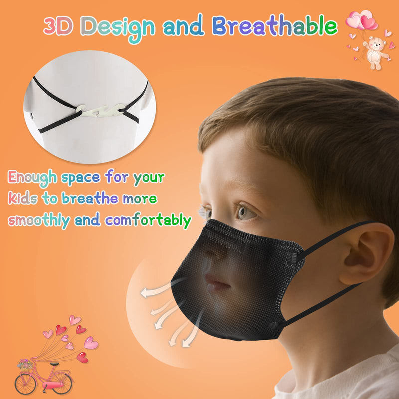 [Australia - AusPower] - Zoonana Kids Disposable Face Masks, Upgraded 30 Pcs Breathable 4-Ply Protection Mask with Elastic Earloop for Children Boys Girls, Black 