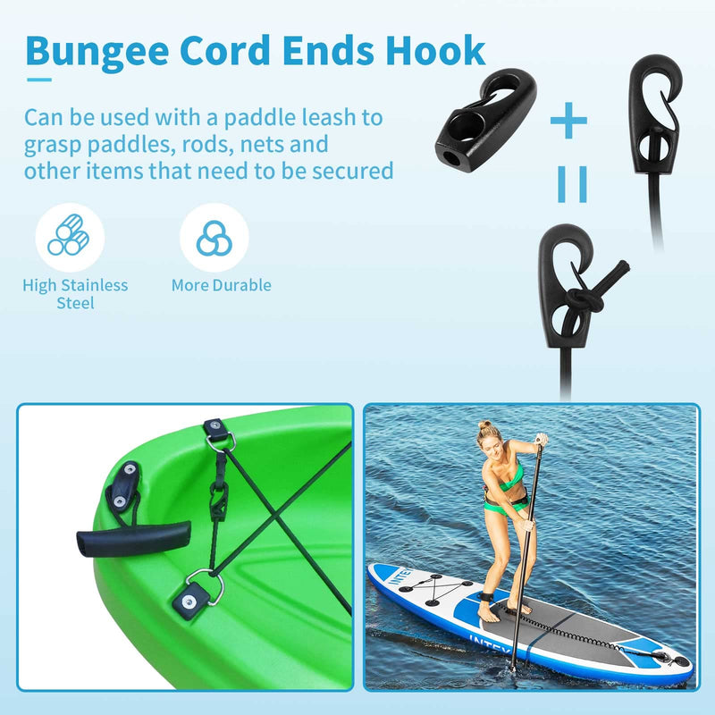 [Australia - AusPower] - Deck Rigging Kit Accessory - 19.7 FT Bungee Cord with Deck Loops Tie Down Pad Eyes and J - Hooks and Bungee Cord Hook Screws & Rivets for Kayaks Canoes Boat 