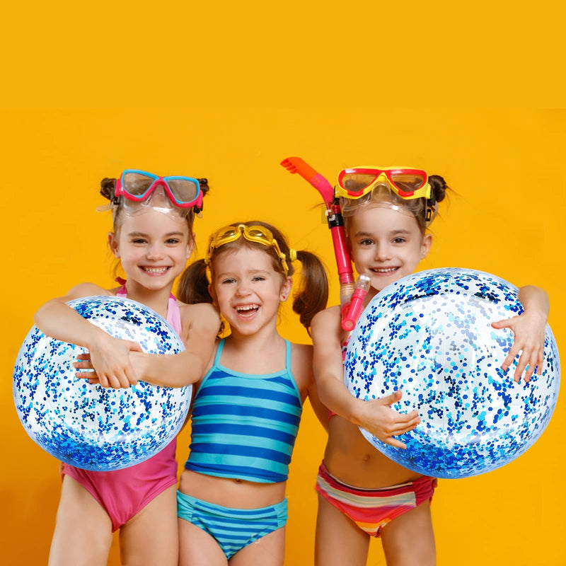 [Australia - AusPower] - 5 Pack Beach Ball Jumbo Pool Toys Balls Giant Confettis Glitters Inflatable Clear Beach Ball Swimming Pool Water Beach Toys Outdoor Summer Party Favors for Kids Adults 