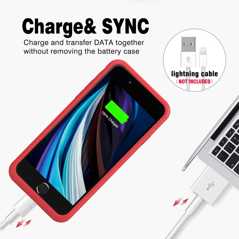 [Australia - AusPower] - BOPPS Battery Case for iPhone 8/7/6s/6/SE 2020,6000mAh Ultra Slim iPhone Charging Case Full Protection Portable Rechargeable Battery Pack Extended Charger Case for iPhone 8/7/6s/6/SE(2020)-4.7inch Red 