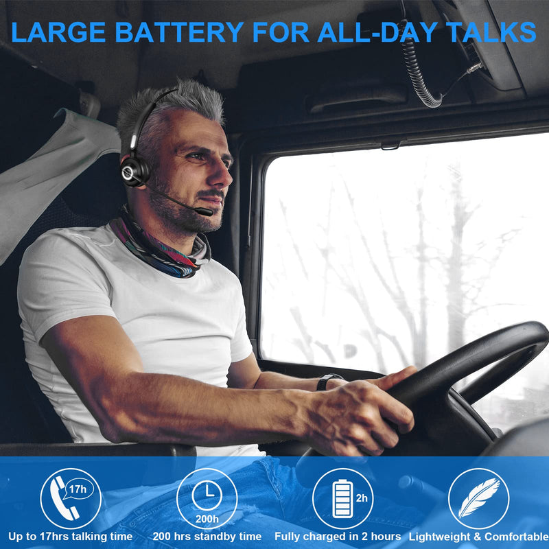 [Australia - AusPower] - Kofarrten Trucker Bluetooth Headset, Wireless Call Center Headset with Noise Canceling Microphone, Hands-Free Bluetooth Headphone for Office, Call Center, Trucker (NOT Include Charging Base) Without Charging Base 