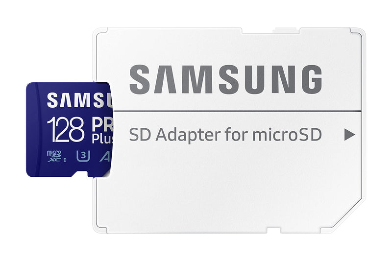 [Australia - AusPower] - SAMSUNG PRO Plus + Adapter 128GB microSDXC Up to 160MB/s UHS-I, U3, A2, V30, Full HD & 4K UHD Memory Card for Android Smartphones, Tablets, Go Pro and DJI Drone (MB-MD128KA/AM) 