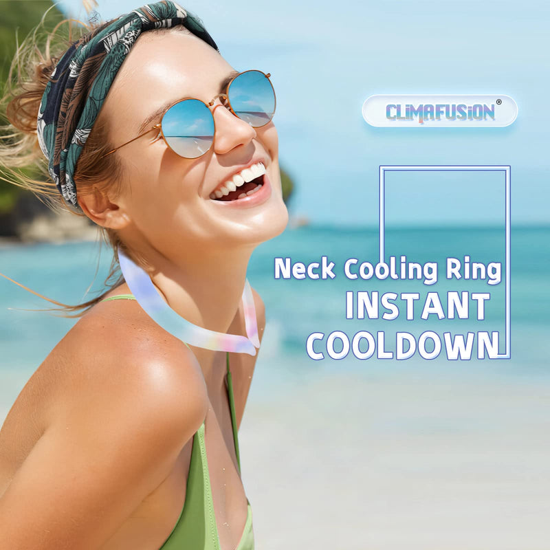 [Australia - AusPower] - Climafusion Gradient Neck Cooling Ring, Neck Cooling Tube Cooling Starts Below 15°C (59°F), Reusable Wearable Cooling Neck Wraps for Summer Heat Outdoor Indoor Cooling and Heat Dissipation Blue Sky Gradient 