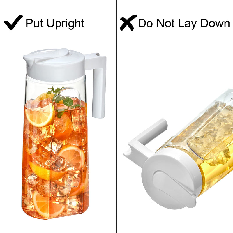 [Australia - AusPower] - Amazing Abby - Slim - Tritan Pitcher (64 oz), Unbreakable Plastic Pitcher, BPA-Free, Heat-Resistant, Dishwasher-Safe, Great for Both Iced and Hot Drinks, Indoors and Outdoors, White 