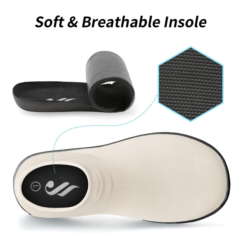 [Australia - AusPower] - SKASO Minimalist Barefoot Sock Shoes for Women Men Minimalist Mesh Non Slip Water Shoes Slip On 5.5-6.5 Women/4-5 Men Beiges 