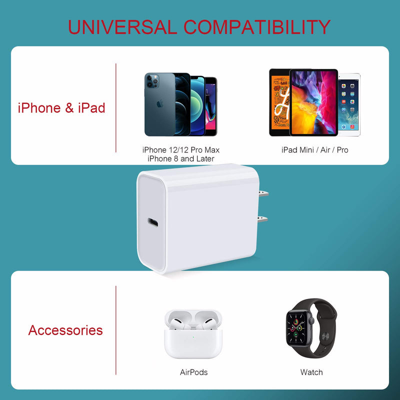 [Australia - AusPower] - USB-C Charger, 2Pack 20W PD Fast Charger Block Brick Box Cube Type C Power Adapter Wall Plug for iPhone 13/12 Mini/11/Xs Pro Max SE XR X 8 Plus, Pad Pro, Samsung Galaxy S22/S21/20/10e/9/8 A71 A51 A10E White 