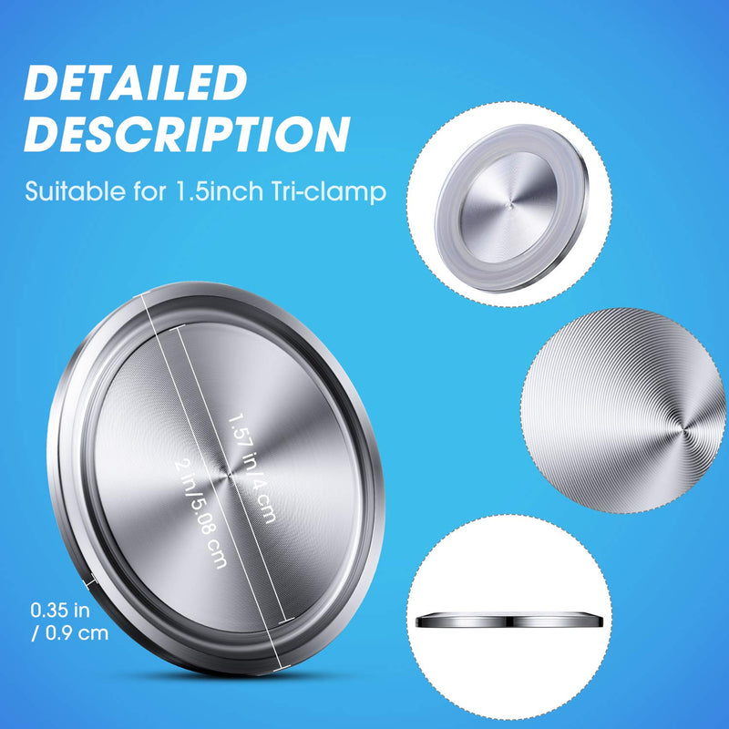 [Australia - AusPower] - 6 Pieces 1.5 Inch Sanitary Fitting Cap Stainless Steel 304 Sanitary End Cap Pipe Fitting Clamp Solid End Caps Blind Tri Caps Clamp for Dairy Products Food Wine Beverage Cosmetics Engineering 