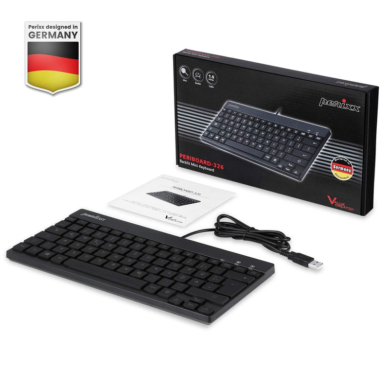 [Australia - AusPower] - Perixx PERIBOARD-326 Wired Mini Backlit USB Keyboard with Low Profile Keys, US English Layout (11607) backlit - USB 