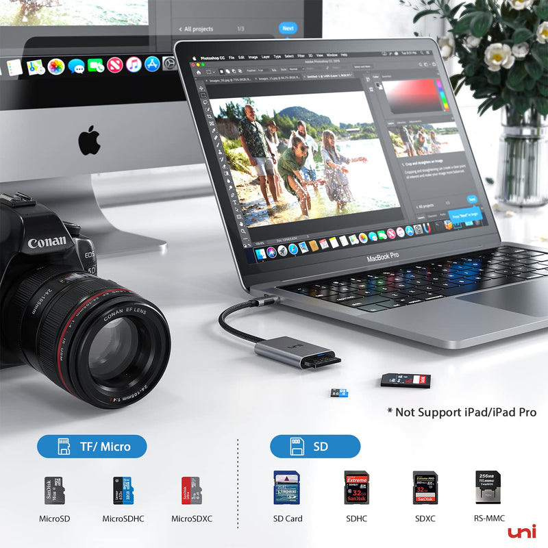 [Australia - AusPower] - SD Card Reader, uni Sturdy USB C to Micro SD Memory Card Reader Adapter ( 2TB Capacity, 5Gbps Transfer) Thunderbolt 3 Compatible with Android Galaxy S20, MacBook Pro/MacBook Air and More 