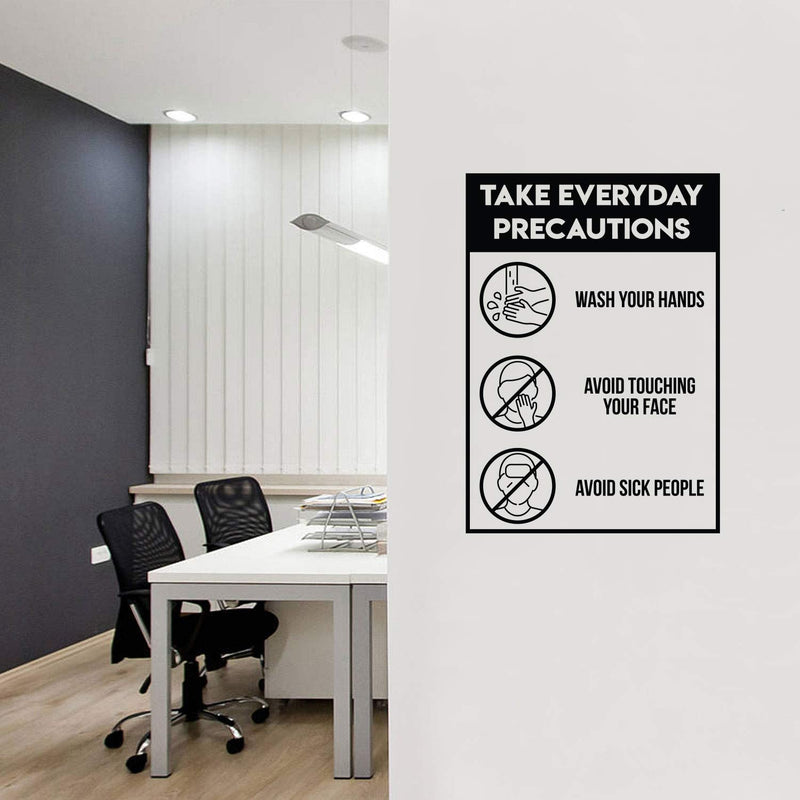 [Australia - AusPower] - Vinyl Wall Decal - Take Everyday Precautions - 24" x 17" - Safety Sign Guidelines Warning Sticker for Business Offices Stores Storefront Customers (Black) Black 