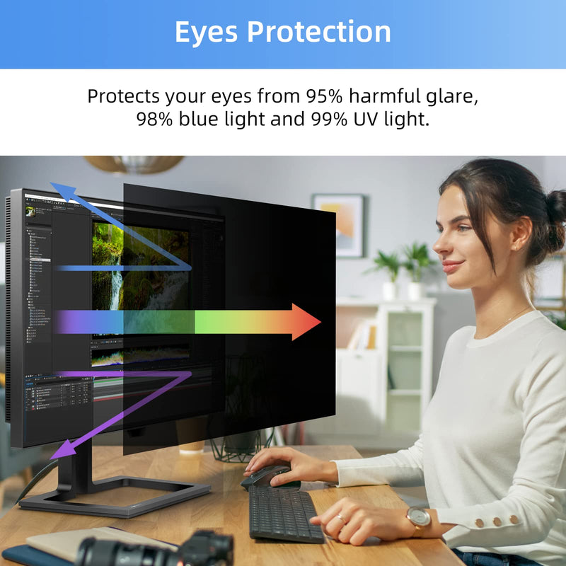 [Australia - AusPower] - Computer Privacy Screen Filter 24 inches for 16:9 Aspect Widescreen Computer Monitor – Removable Anti Glare Blue Light Privacy Filter, Anti-Scratch Screen Protective Film, Computer Screen Privacy Shield 24 in 24'' Privacy Screen (16:9) 