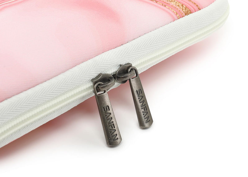 [Australia - AusPower] - SANFAN 360° Protective Laptop Sleeve Case Bag with 2 Pockets,Laptop Cover with Handle and Luggage Strap for MacBook Pro 16 inch and 15 inch-15.6 inch Laptop (Pink Marble) Pink Marble 