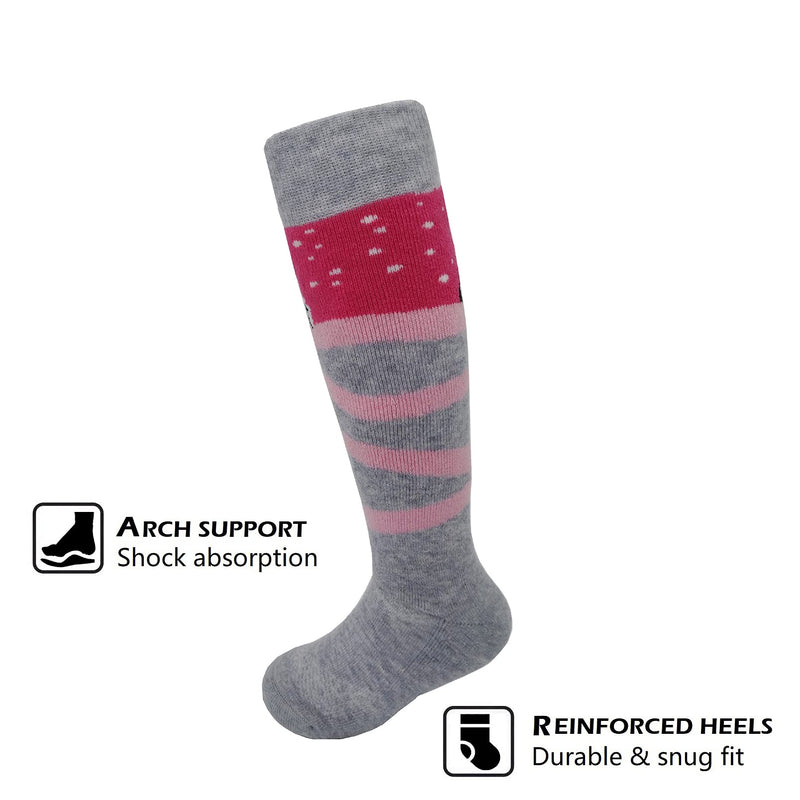 [Australia - AusPower] - HIGHCAMP Kids Merino Wool Ski Snowboard Socks Boy Girl Toddler Winter Snow Socks- 2 Pairs Medium Alps Pink 