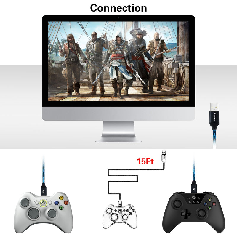[Australia - AusPower] - Micro USB Charger Cable, [15 Ft] Durable Extra Long USB 2.0 Charge Cord Compatible for Android/Windows/Smartphones/Samsung/HTC/Motorola/Nokia/LG/Tablet and More(Blue) blue 15 Feet 