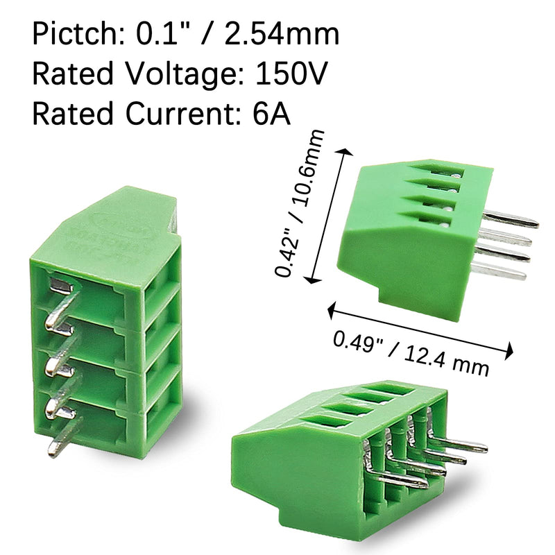 [Australia - AusPower] - Qjaiune 4-Pin 2.54mm Pitch PCB Terminal Block, 150V 6A Mount Screw Terminal Connector (20Pcs) 4 Pin-20 Pcs 