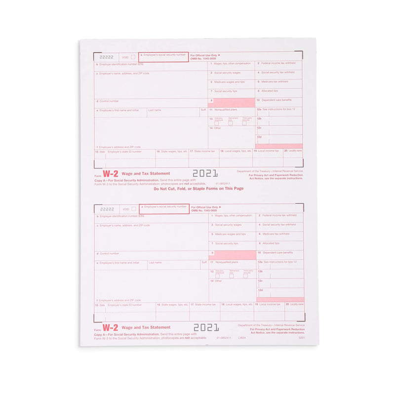 [Australia - AusPower] - W2 Forms 2021, 4 Part Tax Forms, 25 Employee Kit of Laser Forms, Compatible with QuickBooks and Accounting Software, 25 Self Seal Envelopes Included 