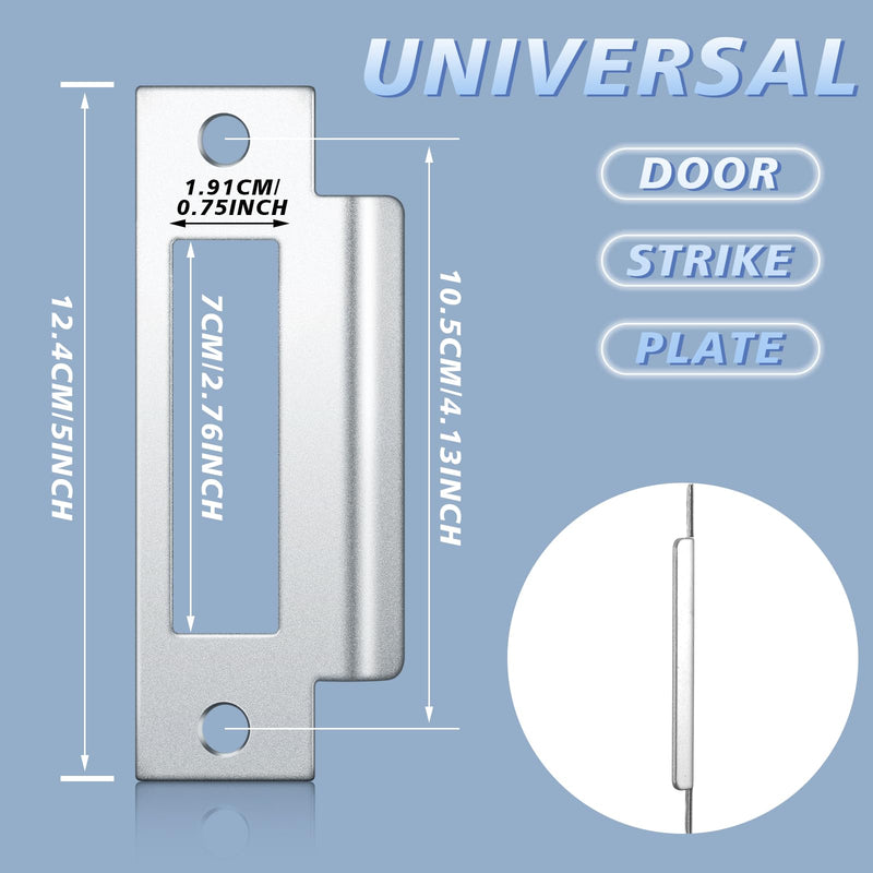 [Australia - AusPower] - Tandefio 4pcs 4-7/8" Universal Door Strike Plate T Strike Door Strike Plate Deadbolt Strike Plate Door Backplate Iron with Brushed Zinc Finish (Large Hole) Silver 