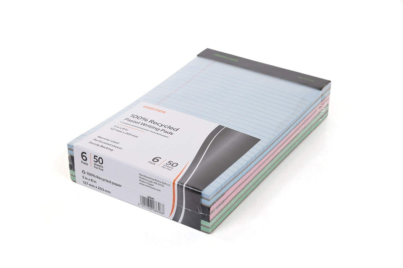 [Australia - AusPower] - Mintra Office Recycled Writing Pads 6pk (Pastel, Junior (5in x 8in)) Pastel Junior (5in x 8in) 